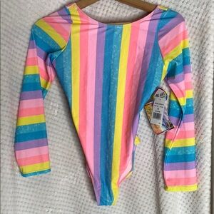 Angel Beach Colorful Striped Long Sleeve Bathing Suit
